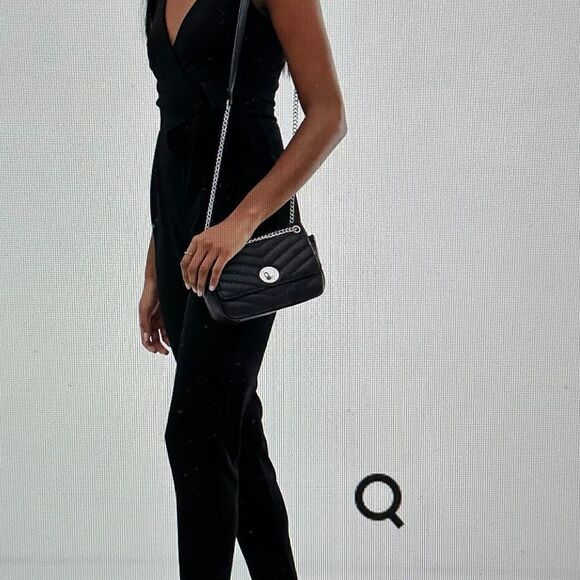 Classy Dressy Black Jumpsuit by Outrageous Fortune. Like New. Wrap Front, Tie - Picture 3 of 8